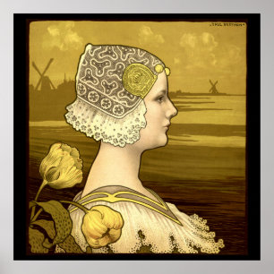 Art Nouveau-vrouw van Paul Berthon Poster