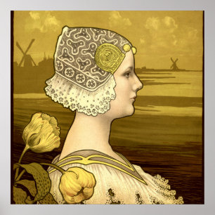 Art Nouveau-vrouw van Paul Berthon Poster