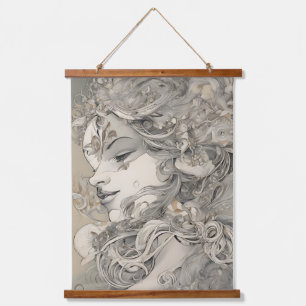 Art Nouveau Vrouw Vintage-Geïnspireerd Portret Hangend Wandkleed