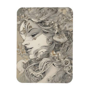 Art Nouveau Vrouw Vintage-Geïnspireerd Portret Magneet