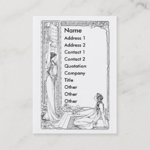 Art Nouveau Vrouwen met Rozen en zon Visitekaartje