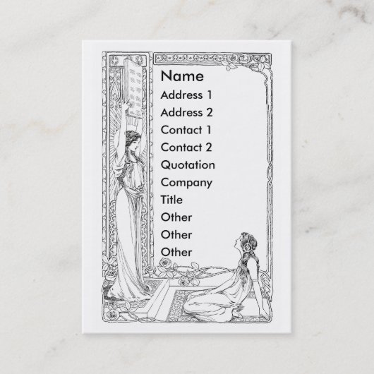 Art Nouveau Vrouwen met Rozen en zon Visitekaartje (Voorkant)