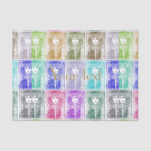 Art nouveau,vrouwen,opnieuw ontworpen,collages,kle tissuepapier (Voorkant)