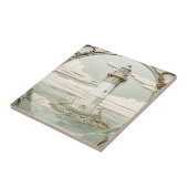 Art Nouveau Vuurtoren Faux Relief Light Mint Blue Tegeltje (Zijkant)