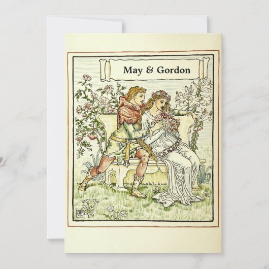  Art Nouveau W. Kraanbruiloft uitnodiging (Voorkant)