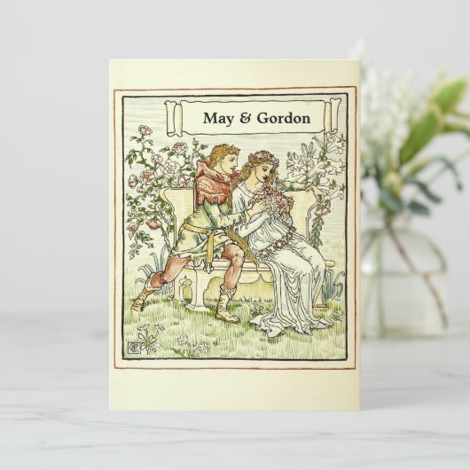  Art Nouveau W. Kraanbruiloft uitnodiging (Staand voorkant)