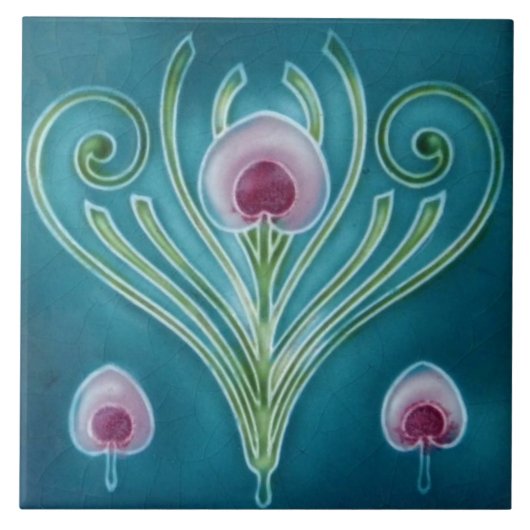  Art Nouveau Wall Tile Floral Tegeltje (Voorkant)