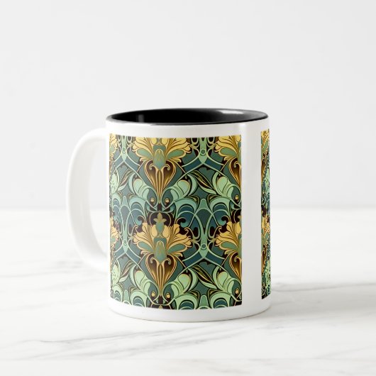 Art Nouveau Wallpaper Two-Tone Mok, 11 oz Tweekleurige Koffiemok (Voorkant links)