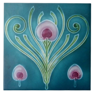 Art Nouveau wandtegel bloemmotief vintage Tegeltje