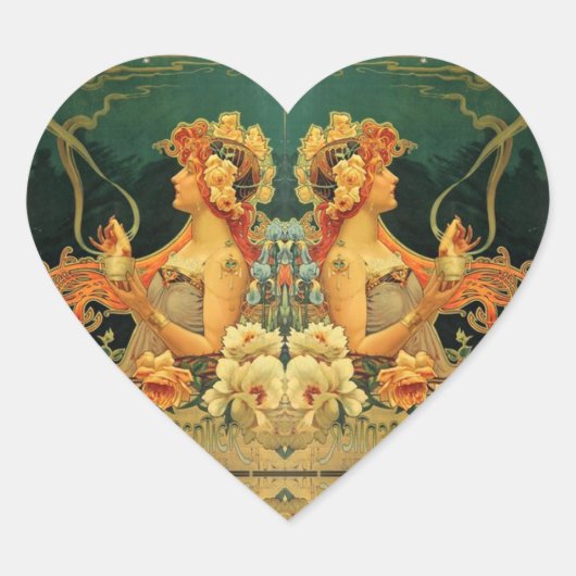 Art nouveau warme chocolademelk advertentie Hingre Hart Sticker (Voorkant)