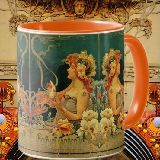 Art nouveau warme chocolademelk advertentie rood g mok
