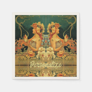 Art nouveau warme chocoladereclame uniek servet