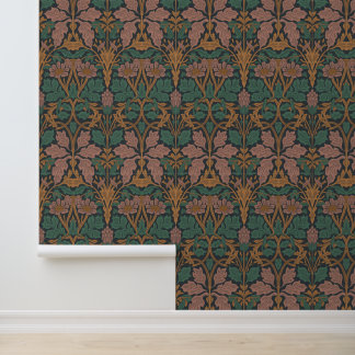 Art Nouveau warme tint bloemmotief Behang