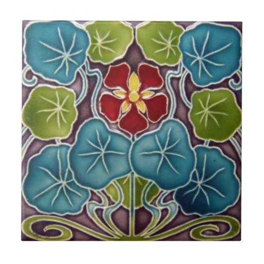 Art Nouveau Water Lilies keramische wandtegels Tegeltje (Voorkant)