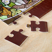 Art Nouveau Waterlily Flowers Glas in lood Puzzle Legpuzzel (Zijkant)