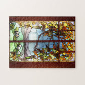 Art Nouveau Waterlily Flowers Glas in lood Puzzle Legpuzzel (Horizontaal)
