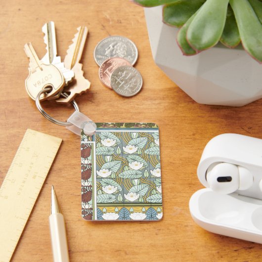 Art Nouveau, Waterlily Garden Flowers Sleutelhanger (Bureau)