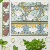  Art Nouveau, Waterlily Garden Flowers Theedoek (Gevouwen)