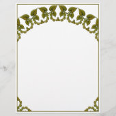 Art Nouveau waterverf groene bladeren Briefhoofd (Voorkant)