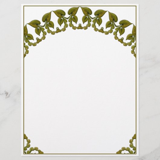 Art Nouveau waterverf groene bladeren Briefhoofd (Voorkant)