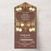 Art Nouveau Wedding All In One Uitnodiging (Binnen)