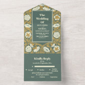 Art Nouveau Wedding All In One Uitnodiging (Binnen)