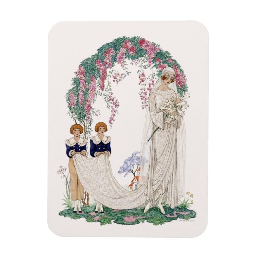 Art Nouveau Wedding Illustration – Vintage Bridal  Magneet (Verticaal)