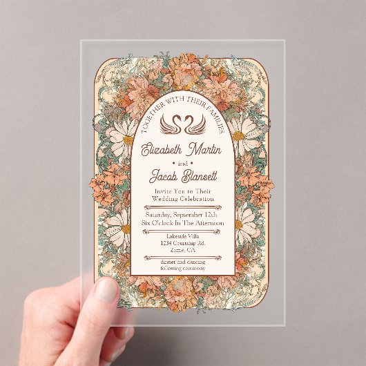Art Nouveau Wedding Invitation Acryl Uitnodigingen (Insitu (Draagbaar))