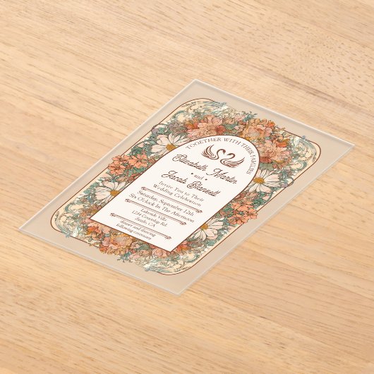 Art Nouveau Wedding Invitation Acryl Uitnodigingen (Laagn)