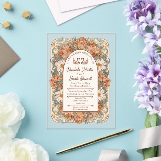 Art Nouveau Wedding Invitation Acryl Uitnodigingen (Insitu (Huwelijk))