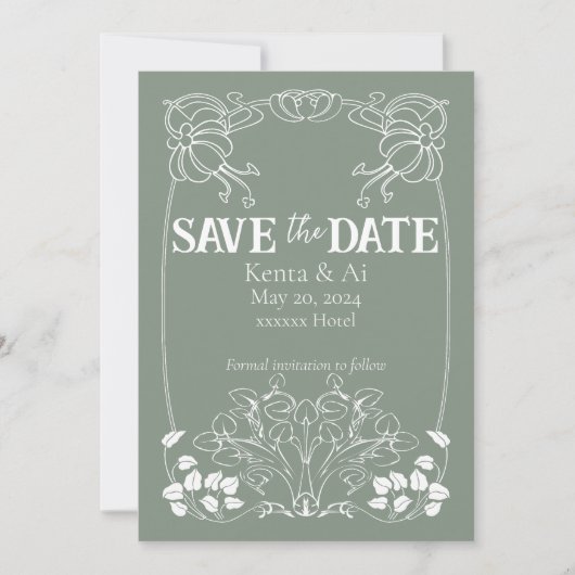 Art Nouveau Wedding Invitation Kaart (Voorkant)