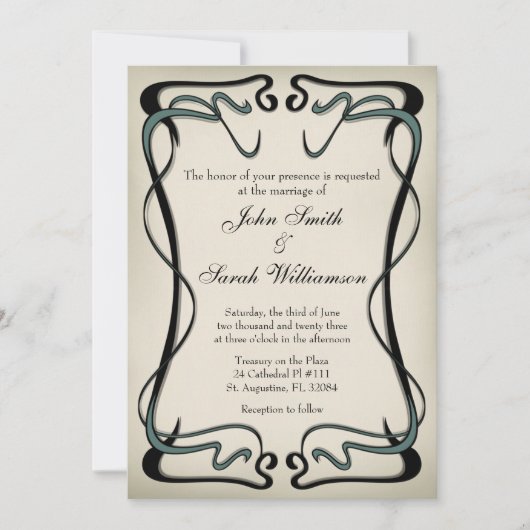 Art Nouveau Wedding Invitation Kaart (Voorkant)