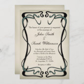 Art Nouveau Wedding Invitation Kaart (Voorkant / Achterkant)