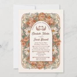 Art Nouveau Wedding Invitation Kaart