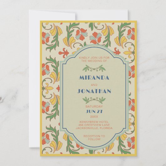 Art Nouveau Wedding Invitation Kaart (Voorkant)