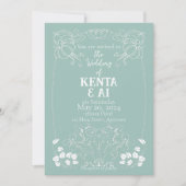 Art Nouveau Wedding Invitation Kaart (Voorkant)