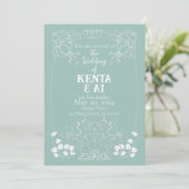 Art Nouveau Wedding Invitation Kaart (Staand voorkant)