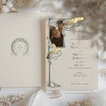 Art Nouveau Wedding Invitation Salvaged Retro Folie Uitnodiging<br><div class="desc">Maak kennis met onze verbluffende Art Nouveau bruiloft-uitnodiging, de perfecte manier om de toon te zetten voor je speciale dag! Dit voortreffelijke ontwerp combineert de klassieke Kunst Nieuwe Moties met moderne aanrakingen, die het een elegante en tijdloze keus maken. Met de optie om je eigen afbeelding te uploaden, zal je...</div>