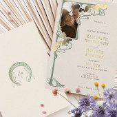 Art Nouveau Wedding Invitation Salvaged Retro Folie Uitnodiging