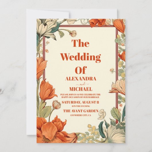  Art Nouveau Wedding Kaart (Voorkant)