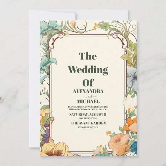 Art Nouveau Wedding Kaart (Voorkant)