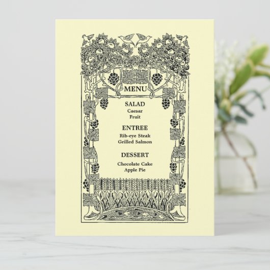  Art Nouveau Wedding Menu (Staand voorkant)