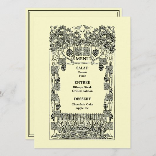  Art Nouveau Wedding Menu (Voorkant / Achterkant)