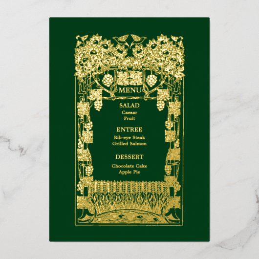 Art Nouveau Wedding Menu Folie Uitnodiging (Voorkant)