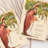 Art Nouveau Wedding Menu Kaart met Druiven