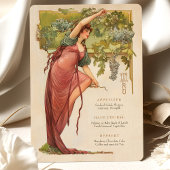 Art Nouveau Wedding Menu Kaart met Druiven