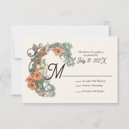 Art Nouveau Wedding RSVP Kaartje
