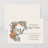 Art Nouveau Wedding RSVP Kaartje (Voorkant / Achterkant)