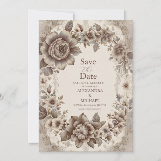 Art Nouveau Wedding Save The Date (Voorkant)