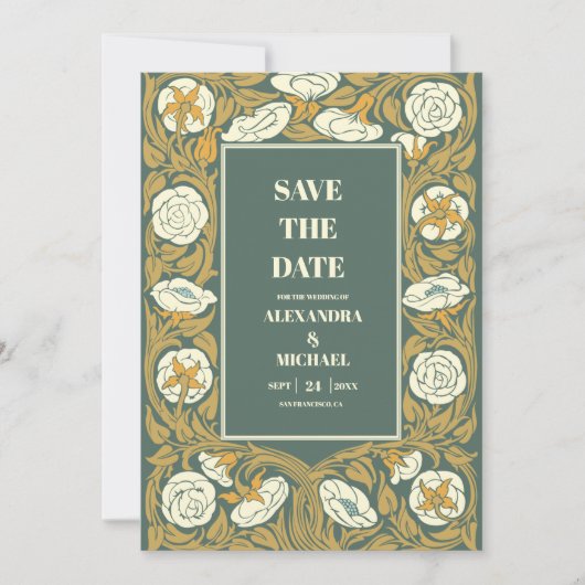 Art Nouveau Wedding Save The Date (Voorkant)